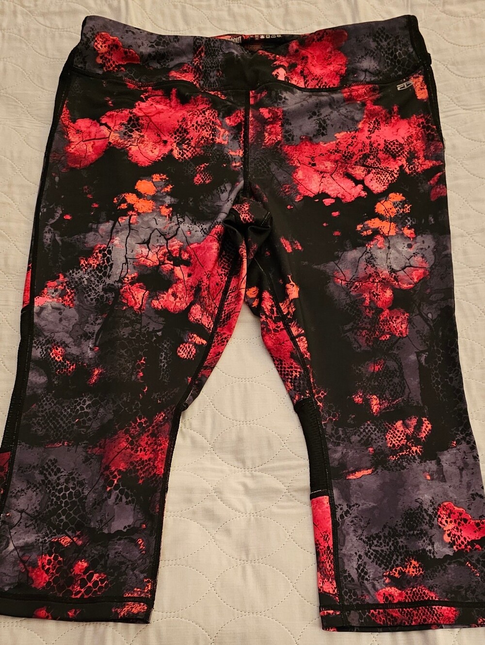 Athletic- Tapout- Black & Hot Pink Snake Patchwork Print Workout Capris